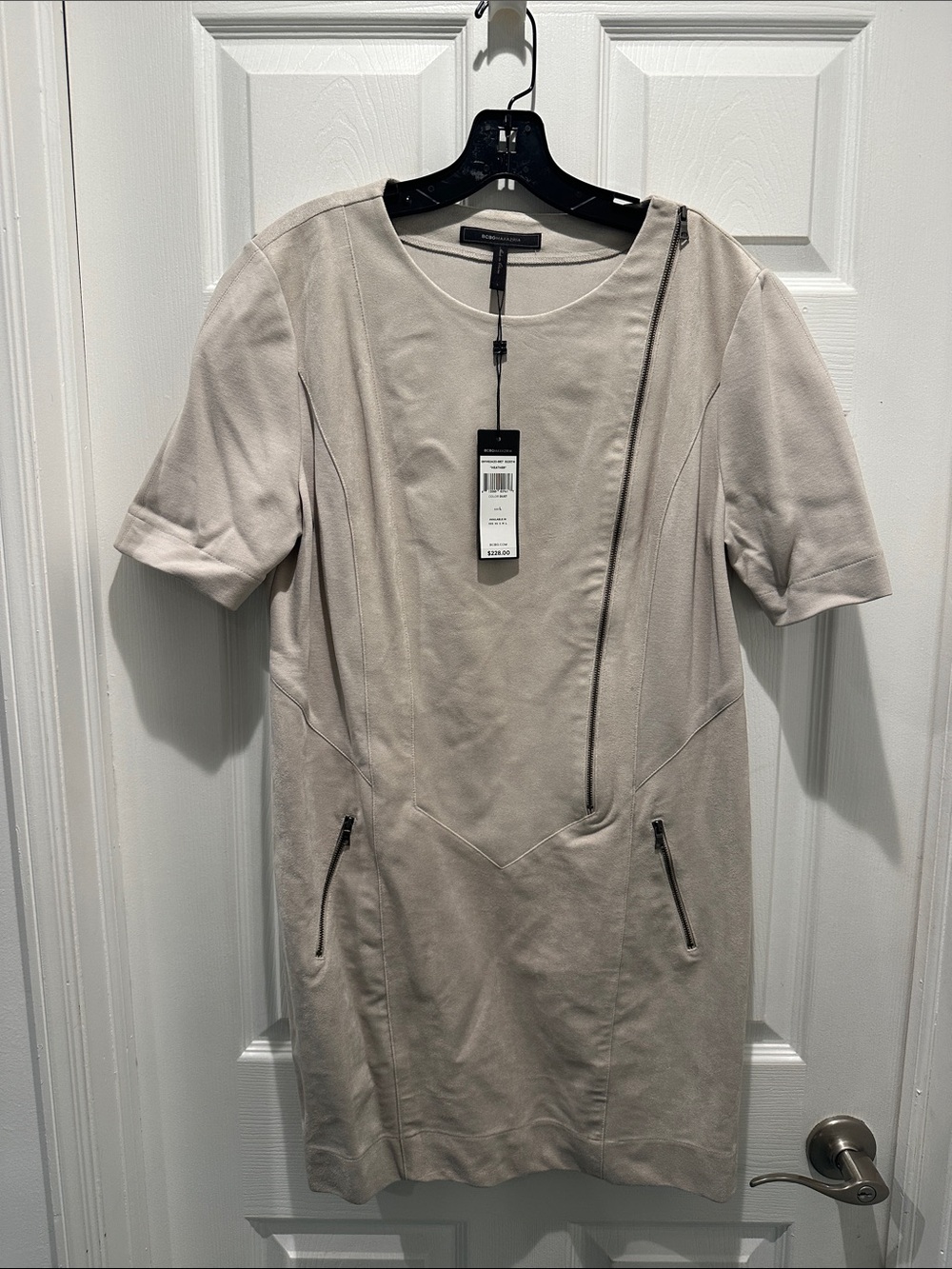 BCBGMaxAzria Dust Short Sleeve Suede Dress Size L NWT